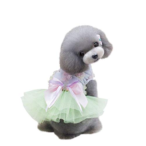 LVYING Summer Dog Dress Pet Clothes Small Wedding Skirt Floral Ribbon Dog Dress Puppy Clothing Spring Chihuahua