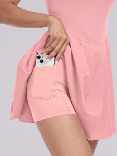 Image of ANRABESS Women's Tennis Athletic Pleated Summer Mini Dress 2026 Golf Workout Build in Shorts Casual Romper Short Sundress