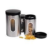 Mind Reader 3 Piece Canister Set, 1, 1.5, 2 Quart, Silver with Black