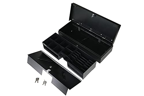 Solide und Elegante Kassenschublade, Zwei-Positionen-Schloss, RJ12 Kabelstecker, Herausnehmbare Geldkassette, Aus dickem Kaltgewalztem Stahl, HDWR HD-KFT46