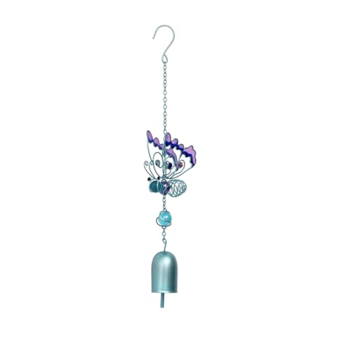 Lurtwais 1 Piece of Butterfly Wind Chime Iron Colored Painted Glass Butterfly Wind Chime Butterfly Wind Chime Home Decoration Wind Chime for Balcony Hanging Decoration