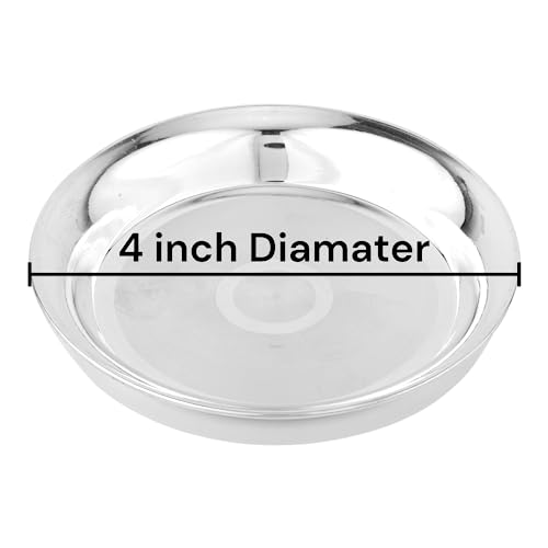 Image of Pure Silver Plate Chaandi ki Plate Silver Dish for Dining, Home, Puja (4 Inch)