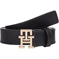 Tommy Hilfiger Damen Gürtel Logo 2,5 cm Ledergürtel, Schwarz (Black), 80 cm