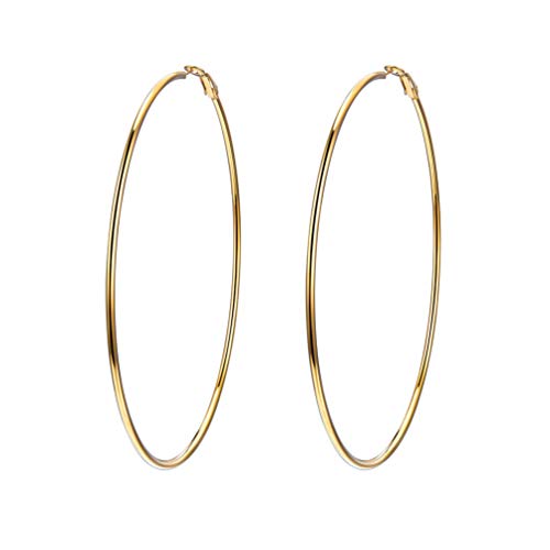 PROSTEEL Chunky Hoop Earrings for Women, 316L Stainless Steel Large Hoop, Minimalist And Chic Jewelry, 14K Gold/Silver/Black, Hypoallergenic for Sensitive Skin, Size: 20~100mm, Come with Box