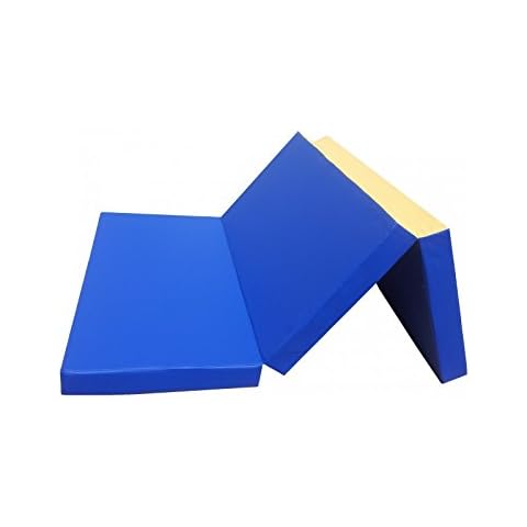 NiroSport Turnmatte 210 x 100 x 8 cm Blau/Gelb klappbar Weichbodenmatte Matte Gymnastikmatte Fitnessmatte Sportmatte Trainingsmatte Bodenmatte Schutzmatte Übungsmatte faltbar Gästebett Cover