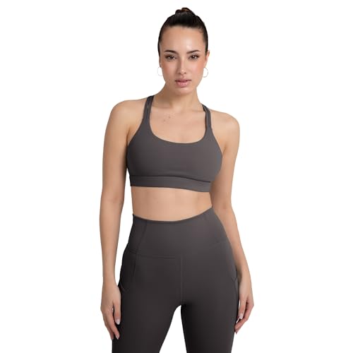 Image of YITTY Active Women's Ultraluxe Strappy Medium Impact Bra, Athleisure, 4-Way-Stretch
