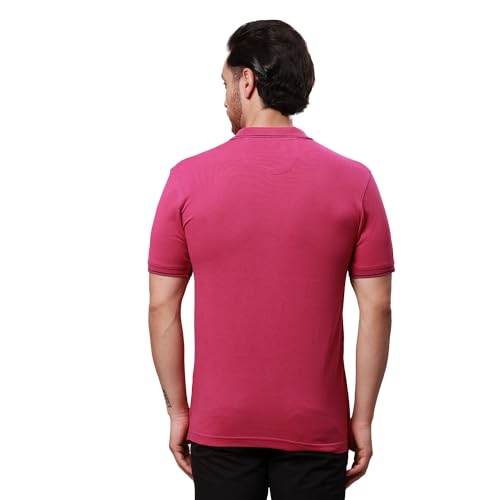 Image of Raymond Contemporary Fit Pure Cotton Solid Pattern Polo Neck Casual T-Shirt