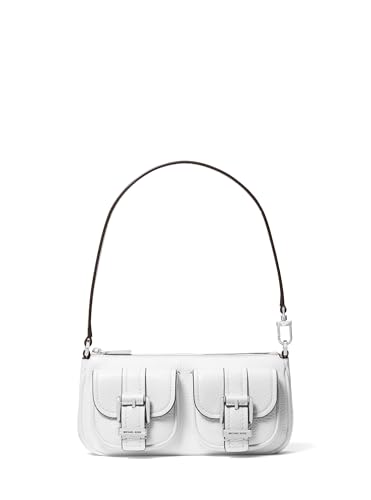 Michael Kors Women's Zoe Small Convertible Pouchette, Silver-Tone Hardware/Optic White
