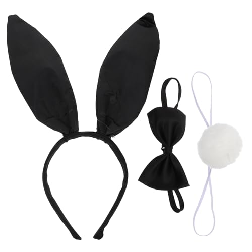 TOVINANNA ウサギ耳カチューシャ 蝶ネクタイ しっぽ 3点セット ハロウィーン 仮装パーティー用コスチューム小道具 フェスティバル カーニバルにも なウサギのコスプレアクセサリー