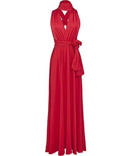 Image of Sexyshine Women's Backless Gown Dress Convertible Multi-Way Wrap Halter Cocktail Dress Bandage Bridesmaid Long Dresses