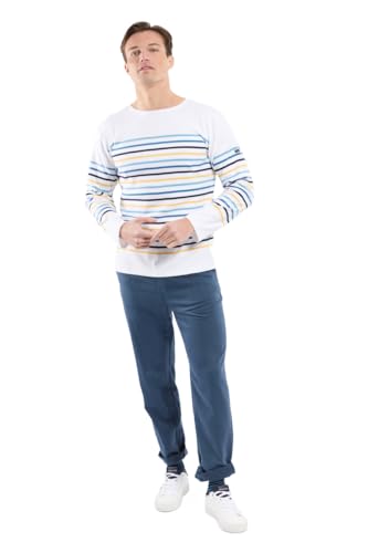 Sweatshirt à capuche classique Armor Lux, marinière multicolore en coton épais