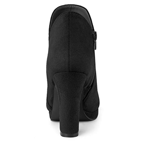 Allegra K Women's Round Toe Chunky Heeled Ankle Heel Boots4