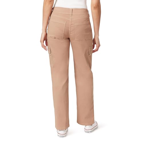 WallFlower Women's Luscious Curvy Twill Relaxed Cargo Straight Mid Rise Insta Stretch Juniors Pants2