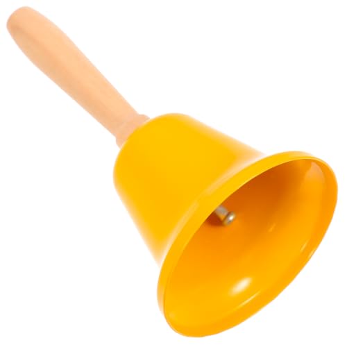 MAGICLULU 1Pcs Xmas Hand Call Bell Handbell with Wooden Handle Solid Loud Hand Bell for Christmas Dinner Calling Decor Yellow