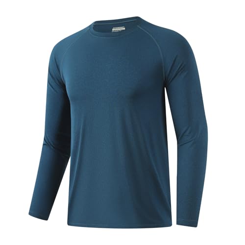 HYCOPROT Camiseta Manga Larga Hombre Transpirable Secado Rápido Deportiva Playera Atletico Camisetas Gimnasio Entrenamiento Long Sleeve Shirts Rendimiento Senderismo Ciclismo Casual Aire Libre Uso