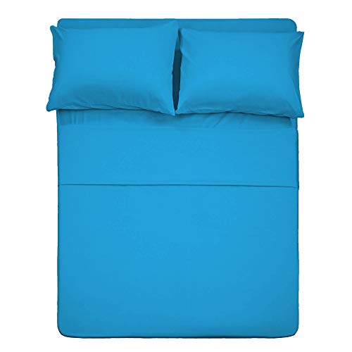 Image of Best Season 4 Piece Bed Sheet Set (Queen,Dark Teal 1 Flat Sheet,1 Fitted Sheet and 2 Pillow Cases,100% Brushed Microfiber 1800 Luxury Bedding,Deep Pockets,Extra Soft & Fade Resistant
