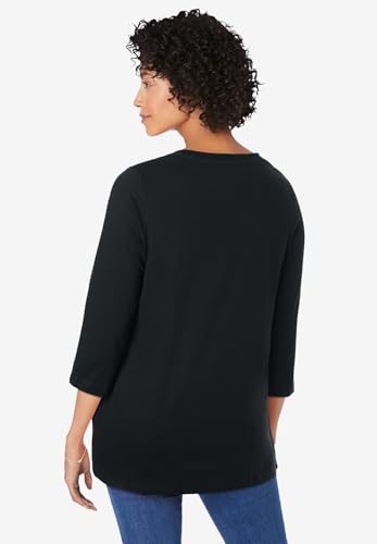 Woman Within Plus Size Perfect Three-Quarter Sleeve V-Neck Tunic2
