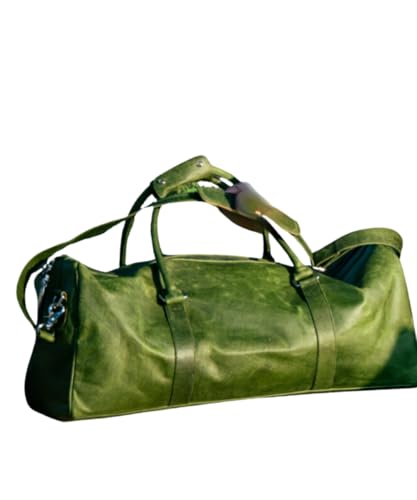 "Premium Leather Duffel Weekender Bag for Men & Women –
