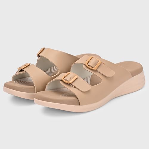 Image of Centrino Women's Sandals |Stylish Slip-On Sandals for Ladies| Elegant & Trendy Design|Double Buckle Adjustable Straps Slide Footwear|Light Weight and Comfortable|Flip Flops for Ladies (9323)