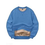 [KEFITEVD] スウェット レディース 防寒 裏ボア トレーナー クルーネック 長袖 無地 プルオーバー 暖かい ルームウェア ウオーキング スポーツウェア 大きいサイズ 冬服 ブルー XL