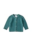  Stellou & friends Cardigan für Babys und Kleinkinder, Salbei, aus Baumwolle, mit Knöpfen in Holz-Optik und schrägen Raglanärmeln, Gr. 86/92