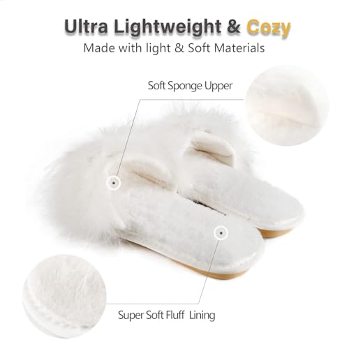 Image of Fur Story Women's Furry Slippers Open Toe Fuzzy Slippers Memory Foam Fluffy House Sandal