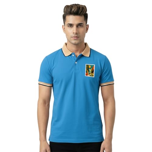 Image of Men's Regular Fit Solid Half Sleeve Casual Tipping Collar Polo T-Shirt