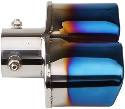Stainless Steel Exhaust Car Dual Exhaust Tail Throat Muffler Tip Pipe Straight, Curved Muffler Tail Throat (Size : Curved Burnt Blue)