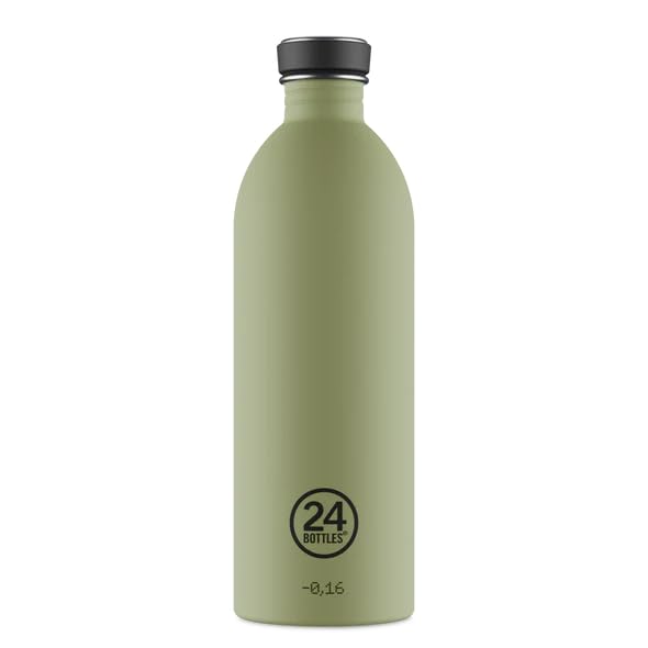 24Bottles Urban Trinkflasche 1L, 100% versiegelter Deckel, umweltfreundlich, Edelstahl, Ultraleicht, Nicht-Thermo, Stone Sag