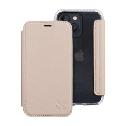 SafeSleeve EMF Blocker Slim Folio Leather Case for iPhone 14, Beige