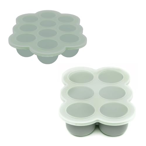 Image of WeeSprout Silicone Baby Food Freezer Trays 2-Pack Bundle - Ten 1.5oz & Six 3oz Portions - Clip-on Lids - Homemade Purée & Breast Milk Storage