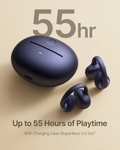 Image of Baseus Bowie MC2 Open Ear Clip On Earbuds, CloudComfort 2.0 Wrap-Around Design, LDAC Hi-Res Audio, Bluetooth 6.0, 55H Playtime, 4-Mic AI Clear Call, IP67 Waterproof for Running Gym Workouts