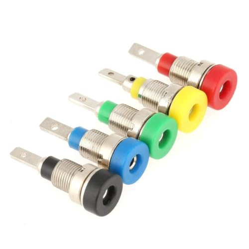 Image of TOPINCN 5PCS Panel Mount Banana Socket Mixed Color Banana Socket 2.0mm Jack for Panel Mounting Test Probes Connectors Stackable Wire Solder Multimeter