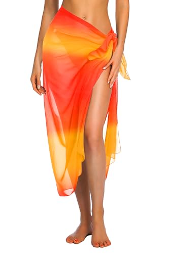 Image of Ekouaer Women Sarong Swimsuit Coverups Chiffon Long Bikini Wraps Sheer Beach Bathing Suit Cover Up