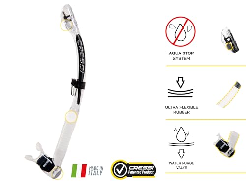 Cressi Adult Dry Snorkel para Buceo, Snorkel con Guardián Seco y Válvula Purga - Itaca Ultra Dry Hecho en Italia miniatura 2