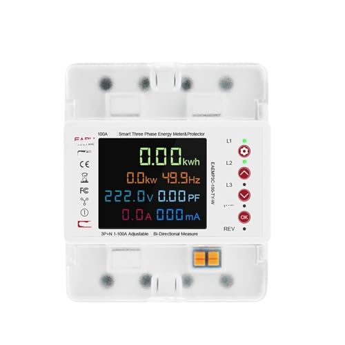 Medidor de potencia bidireccional inteligente 3P 100A con protección sobretensión Wifi