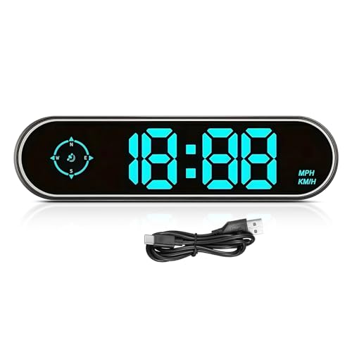 ballity Digital Speedometer Heads up Display Car Colorful Speedometer HUD GPS Digital Speed Meter MPH with Drection and Trave USB Cable Plug & Play GPS Speedometer for All Cars (7 Color/MPH KM/H)