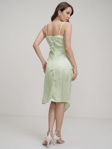 Image of Tokyo Talkies Women's Elegant Shoulder Strap Ruched Sheath Dress | Flattering Short Silhouette for a Chic Look