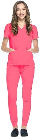 Dagacci Medical Uniform® Women's V-Neck Jogger Scrubs