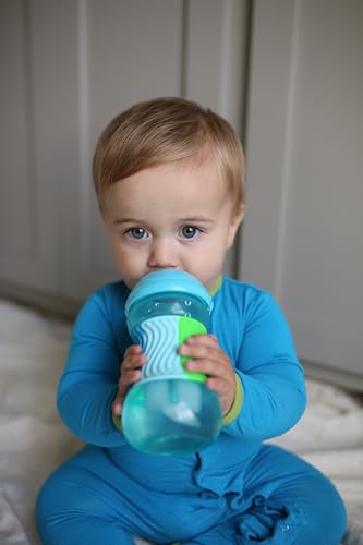 Image of Nuby No Spill Sili Bands 10oz Soft Spout Cup with Textured Easy Grip Silicone Band - Aqua
