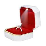 HONGYEXGCN Luxury Velvet Engagement Ring Box with LED Light - Wedding Ring Box for Proposal, Jewelry Gift Box, Ring Case, Travel Engagement Gift for Wedding Day Anniversary