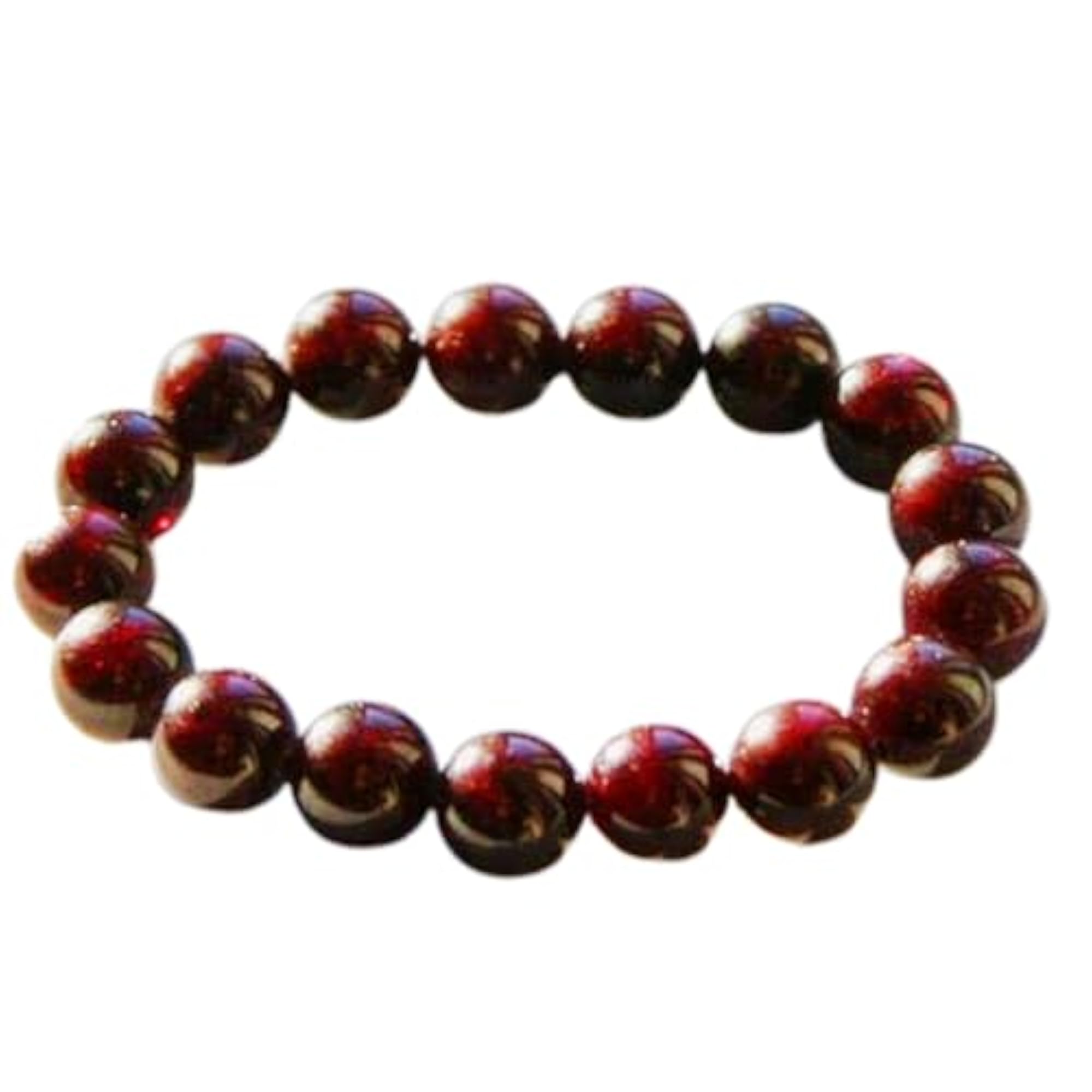 Natural Garnet 12mm Smooth Cut Beads Stretchable Bracelet, Unisex