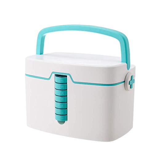 Erste-Hilfe-Kasten Erste-Hilfe-Kit Medical Box, kleine Pille Lagerschrank mit 7-Tage-Pille-Kasten, Medical Tablet Weekly-Speicher-Fall Haushalt