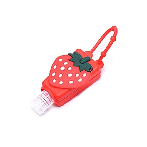 Strawberry Empty Travel Bottle Hand Sanitizer, Refillable Bottle Cosmetic Container for Hand Soap Holder Cosmetic Containers, Silicone Case Keychain Carrier, Refillable Portable Travel Containers