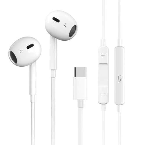 USB C Headphones for iPhone 16/15 Series, In Ear Type C Wired Earphones, HiFi Stereo Earbuds for Samsung Galaxy S23 S22 S21 S20/iPad Pro/Google Pixel 8 7 6 5 4 3 2/OnePlus 11 10 9 8 7/Huawei/Xiaomi