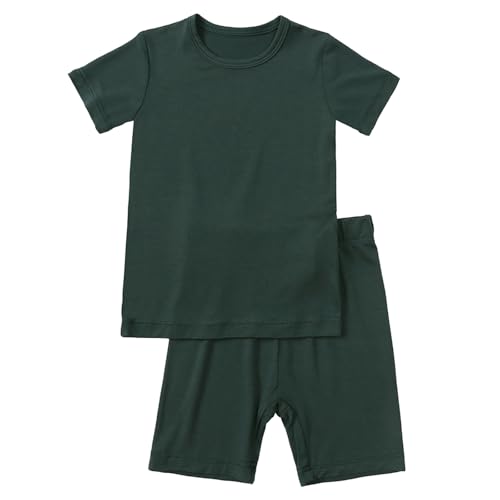 Aablexema Baby Short Summer Pajamas - Toddler Cool Jammies Pjs Rayon from Bamboo,2pcs Kids Sleepwear Set for Boys Girls