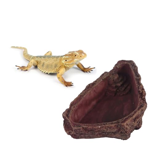 TEHAUX 爬虫類用レジン食器 ??皮デザイン 水餌兼用ボウル 小型トカゲカエル蜘蛛向け 耐久素材製 ペット用フード容器