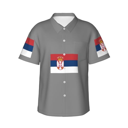 Chemise hawaïenne drapeau Serbie manches courtes vêtement léger