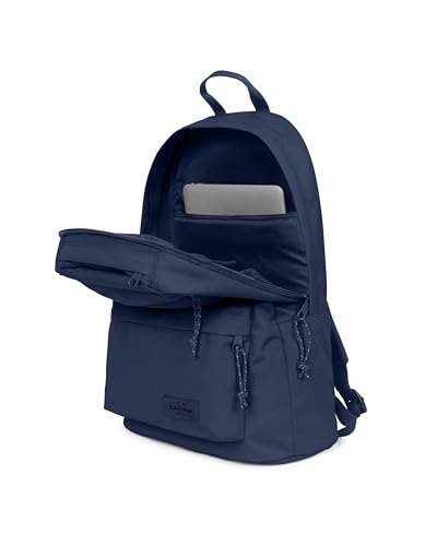 Image of EASTPAK Padded Double - 24L Squared Backpack with Dual Front Pockets, 13 inch Laptop Sleeve, Bottle Holder & Padded Straps, Nighttime Navy