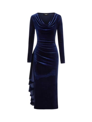 CIDER Elegant Long Sleeve Party Dress for Women Drape Neck
